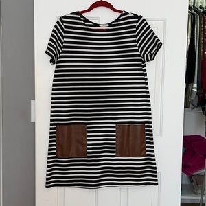 Black and white striped dress